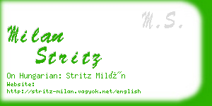 milan stritz business card